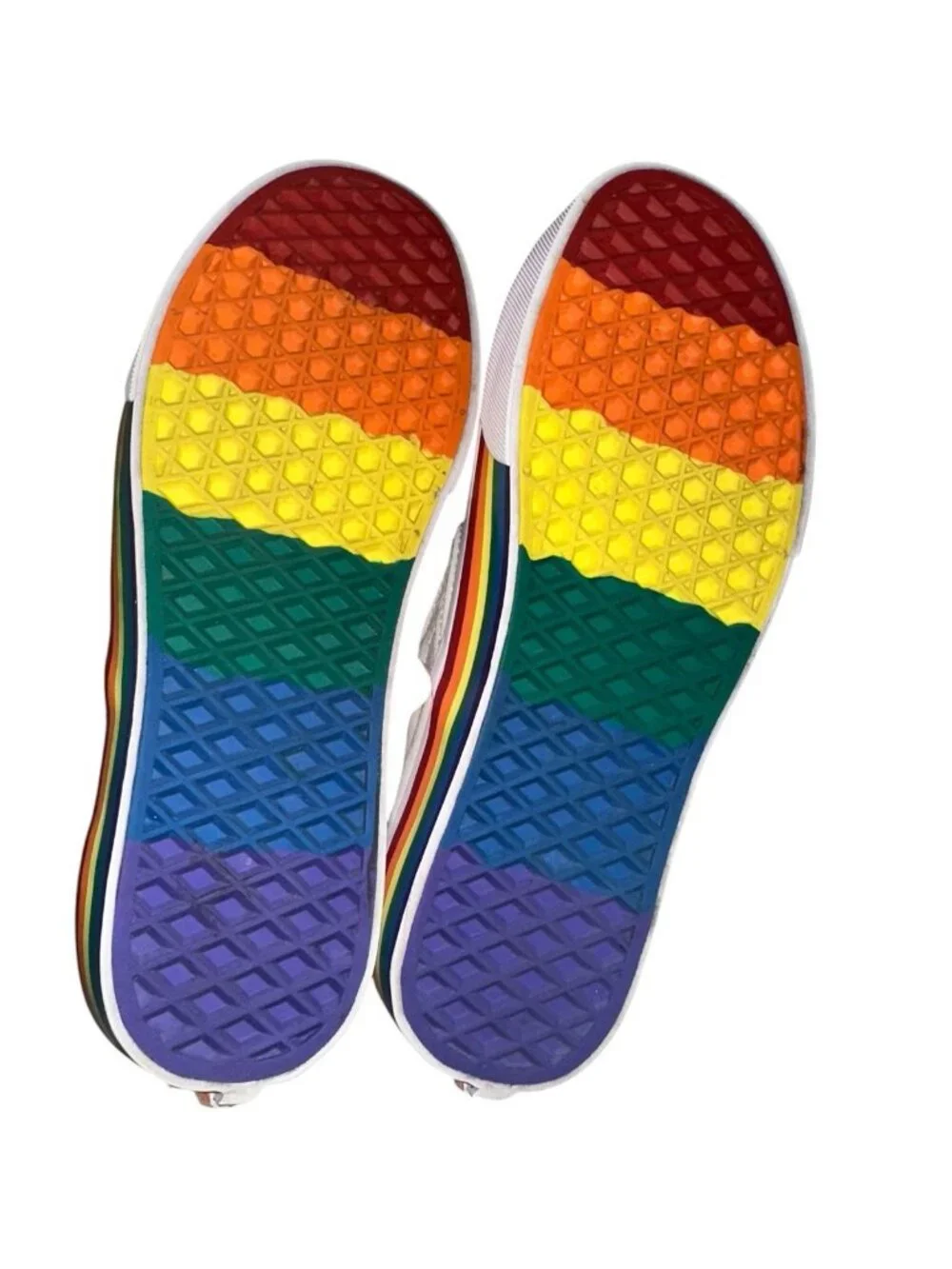 Vans Classic Slip On Rainbow Soles Trim Sneakers White 7.5 Men 9 Women Pride